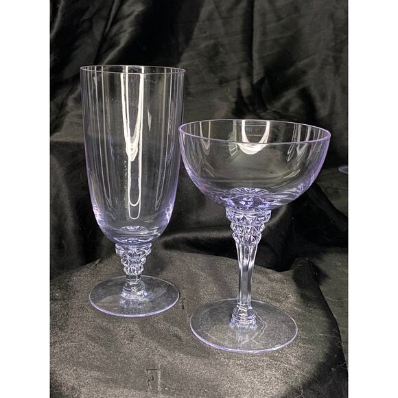 Vintage Iced Tea Stem 1962 Tiffin-Franciscan Twilight Blue OPTIC For 1 Glass - Picture 2 of 10